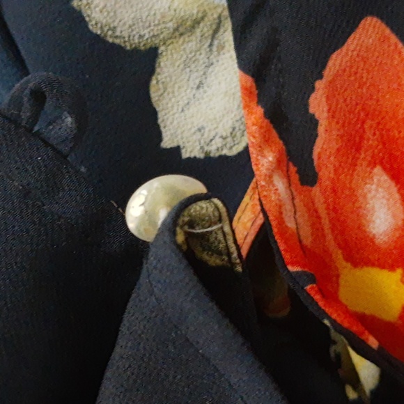 NY&Co Floral Watercolor Print Tank Dress VTG 90s Navy Blue Orange Yellow Size 8 - Picture 13 of 16